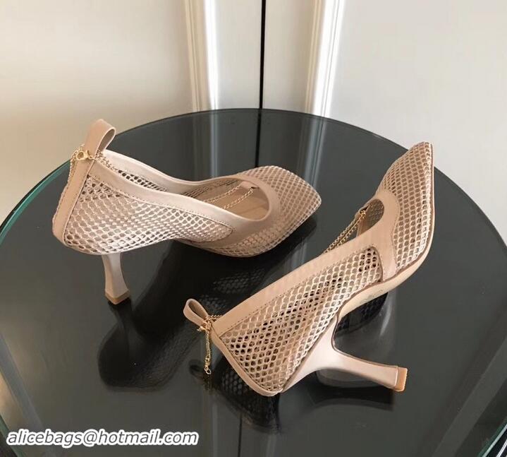 Good Quality Bottega Veneta Heel 8.5cm Mesh Stretch Pumps 525768 Beige 2019