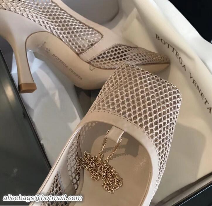 Good Quality Bottega Veneta Heel 8.5cm Mesh Stretch Pumps 525768 Beige 2019