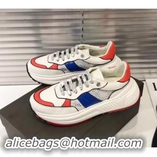 New Style Bottega Veneta Speedster Sneakers In Calf And Mesh 525770 White/Red/Blue 2019