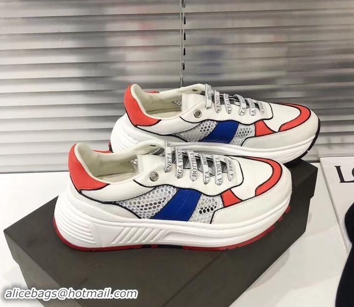 New Style Bottega Veneta Speedster Sneakers In Calf And Mesh 525770 White/Red/Blue 2019