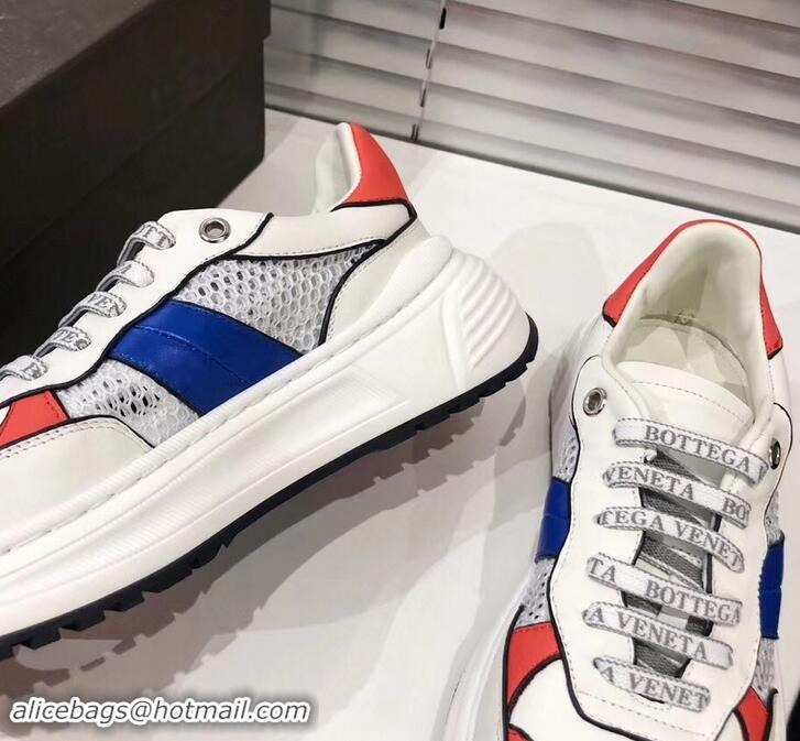 New Style Bottega Veneta Speedster Sneakers In Calf And Mesh 525770 White/Red/Blue 2019