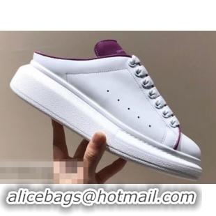 Most Popular Alexander McQueen Oversized Open-back Sneakers A716012 White/Purple