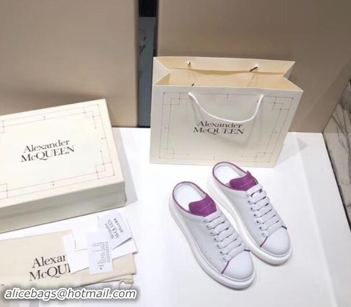 Most Popular Alexander McQueen Oversized Open-back Sneakers A716012 White/Purple