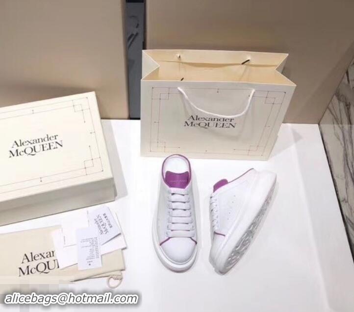 Most Popular Alexander McQueen Oversized Open-back Sneakers A716012 White/Purple