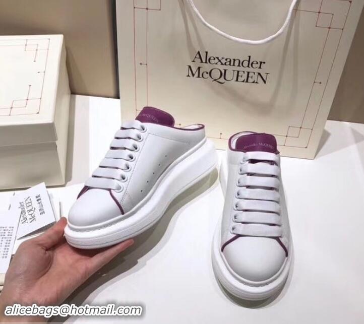 Most Popular Alexander McQueen Oversized Open-back Sneakers A716012 White/Purple