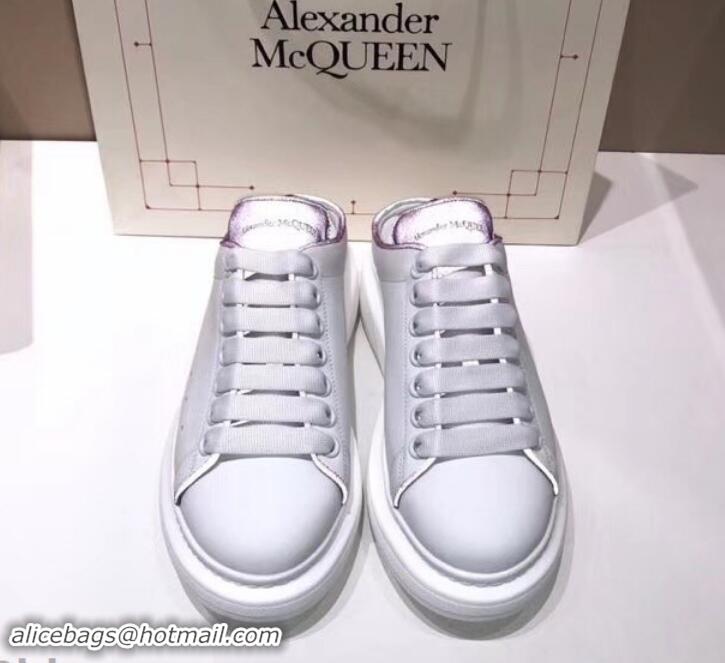 Most Popular Alexander McQueen Oversized Open-back Sneakers A716012 White/Purple