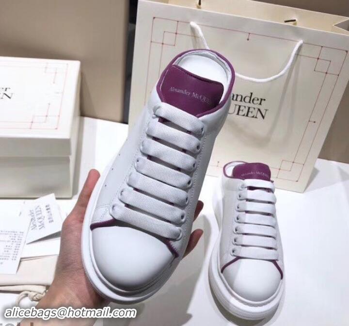 Most Popular Alexander McQueen Oversized Open-back Sneakers A716012 White/Purple