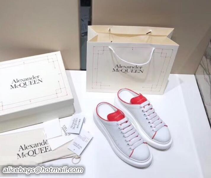 Best Price Alexander McQueen Oversized Open-back Sneakers A716012 White/Red