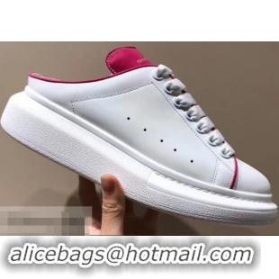 Sumptuous Alexander McQueen Oversized Open-back Sneakers A716012 White/Fuchsia