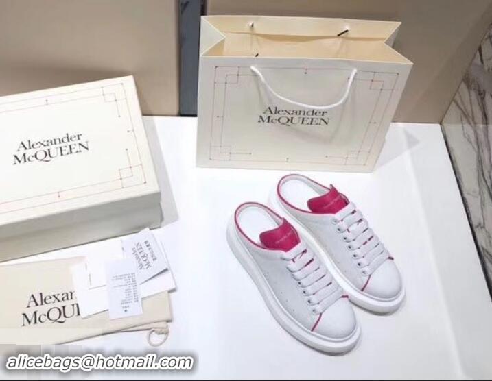 Sumptuous Alexander McQueen Oversized Open-back Sneakers A716012 White/Fuchsia