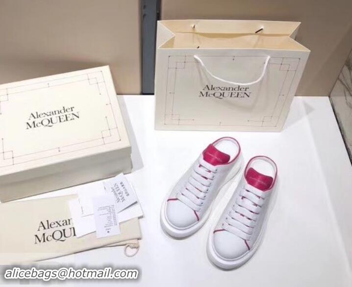 Sumptuous Alexander McQueen Oversized Open-back Sneakers A716012 White/Fuchsia