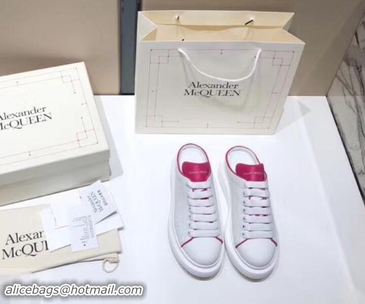 Sumptuous Alexander McQueen Oversized Open-back Sneakers A716012 White/Fuchsia