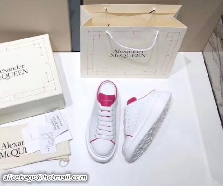 Sumptuous Alexander McQueen Oversized Open-back Sneakers A716012 White/Fuchsia