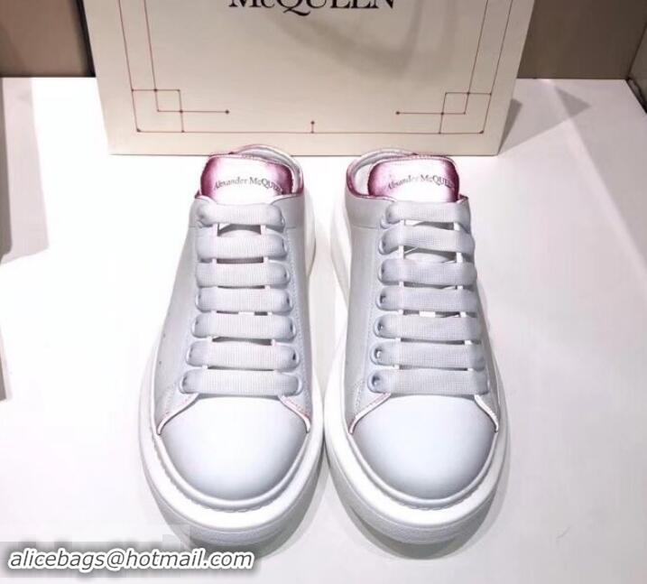 Sumptuous Alexander McQueen Oversized Open-back Sneakers A716012 White/Fuchsia