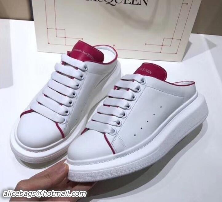 Sumptuous Alexander McQueen Oversized Open-back Sneakers A716012 White/Fuchsia