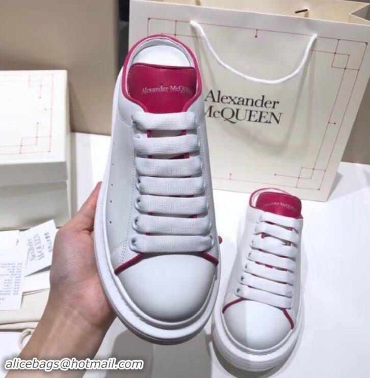 Sumptuous Alexander McQueen Oversized Open-back Sneakers A716012 White/Fuchsia