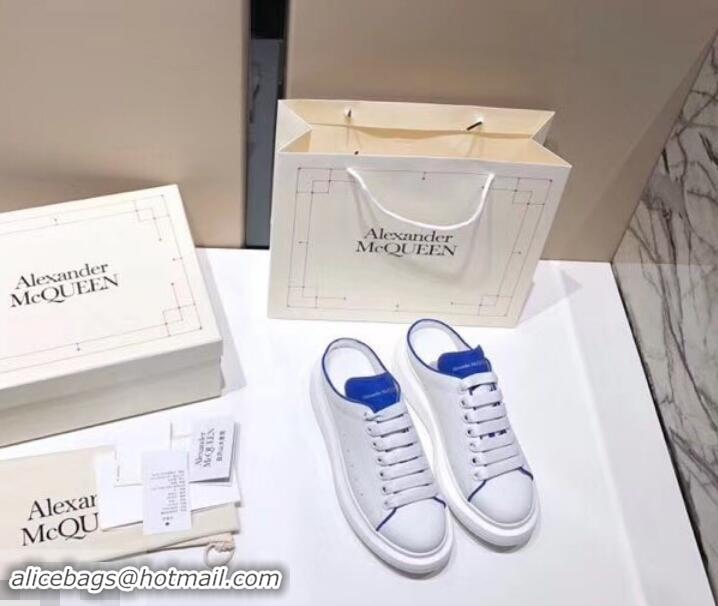 Perfect Alexander McQueen Oversized Open-back Sneakers A716012 White/Blue