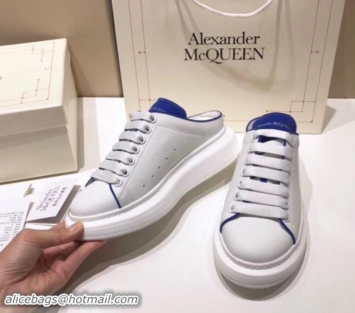 Perfect Alexander McQueen Oversized Open-back Sneakers A716012 White/Blue