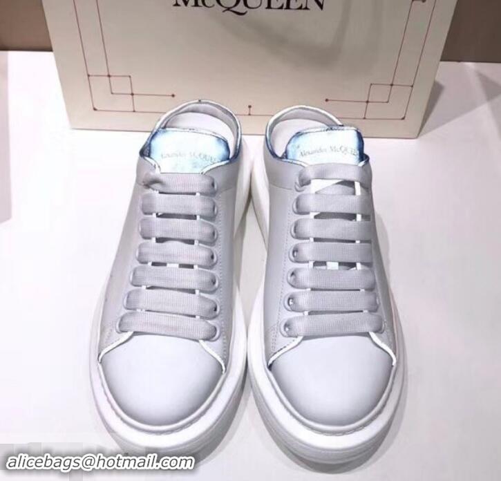 Perfect Alexander McQueen Oversized Open-back Sneakers A716012 White/Blue