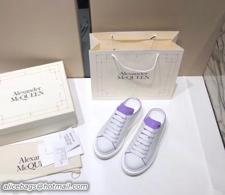 Good Taste Alexander McQueen Oversized Open-back Sneakers A716012 White/Lilac 2019