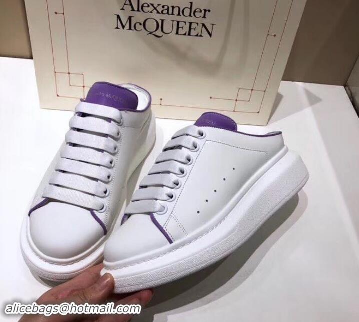 Good Taste Alexander McQueen Oversized Open-back Sneakers A716012 White/Lilac 2019