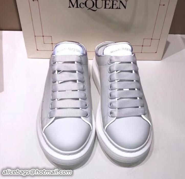 Good Taste Alexander McQueen Oversized Open-back Sneakers A716012 White/Lilac 2019