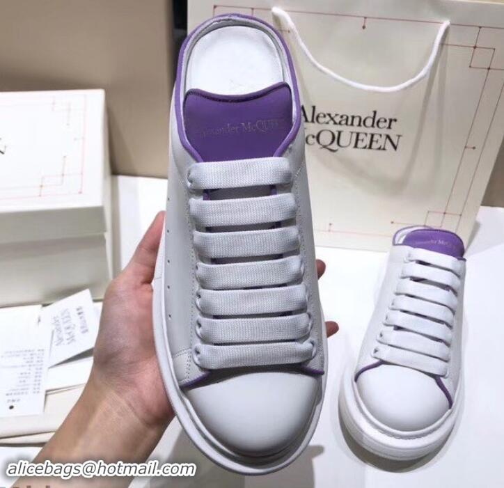 Good Taste Alexander McQueen Oversized Open-back Sneakers A716012 White/Lilac 2019