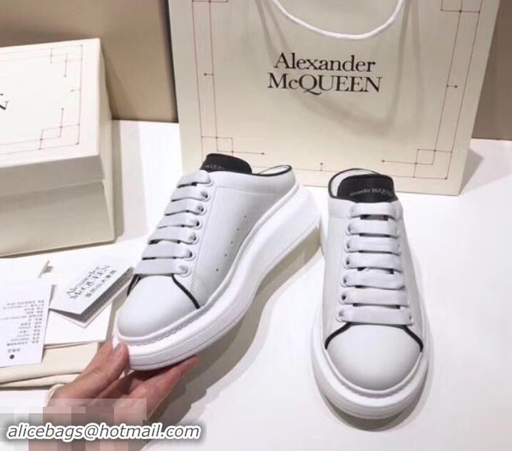 Custom Alexander McQueen Oversized Open-back Sneakers A716012 White/Black 2019