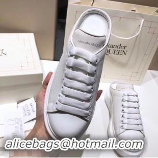 Perfect Alexander McQueen Oversized Open-back Sneakers A716012 White 2019