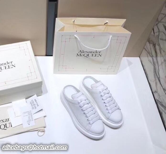 Perfect Alexander McQueen Oversized Open-back Sneakers A716012 White 2019