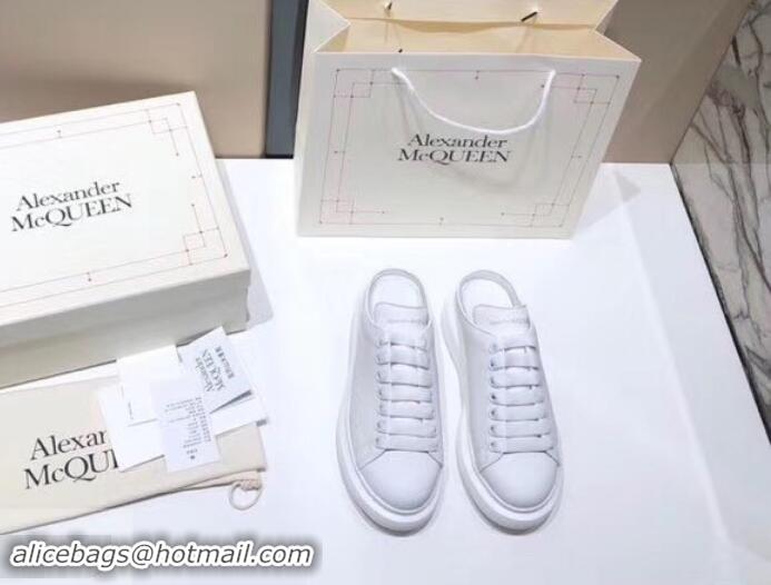 Perfect Alexander McQueen Oversized Open-back Sneakers A716012 White 2019