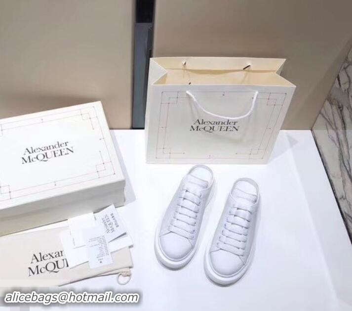 Perfect Alexander McQueen Oversized Open-back Sneakers A716012 White 2019