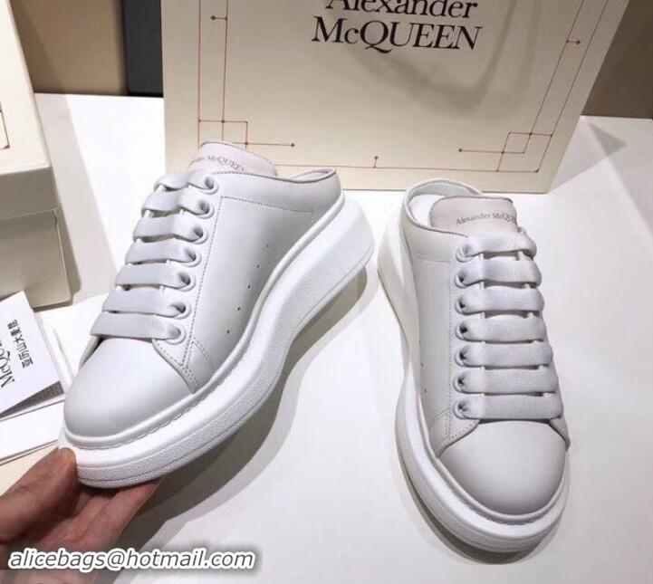 Perfect Alexander McQueen Oversized Open-back Sneakers A716012 White 2019