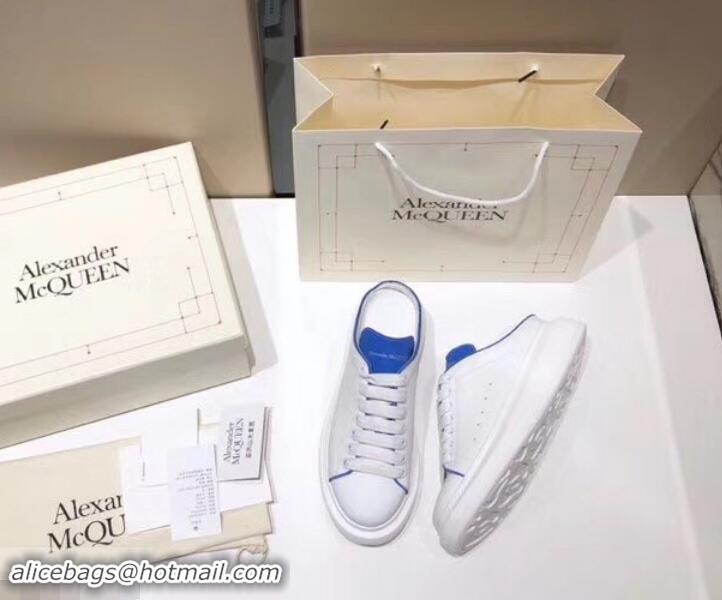 Charming Alexander McQueen Oversized Open-back Sneakers A716012 White/Turquoise 2019