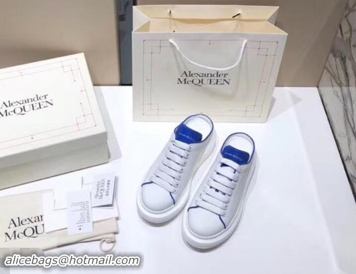 Charming Alexander McQueen Oversized Open-back Sneakers A716012 White/Turquoise 2019