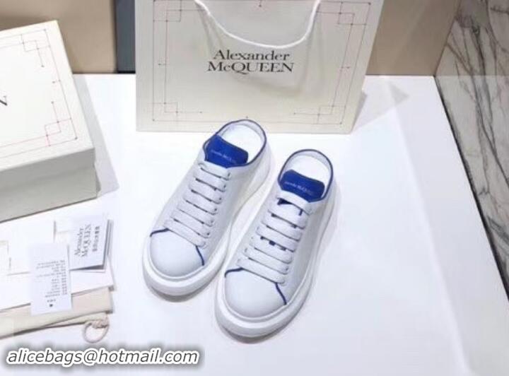 Charming Alexander McQueen Oversized Open-back Sneakers A716012 White/Turquoise 2019