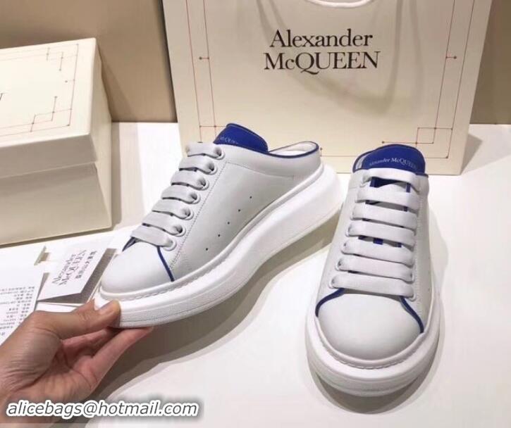 Charming Alexander McQueen Oversized Open-back Sneakers A716012 White/Turquoise 2019