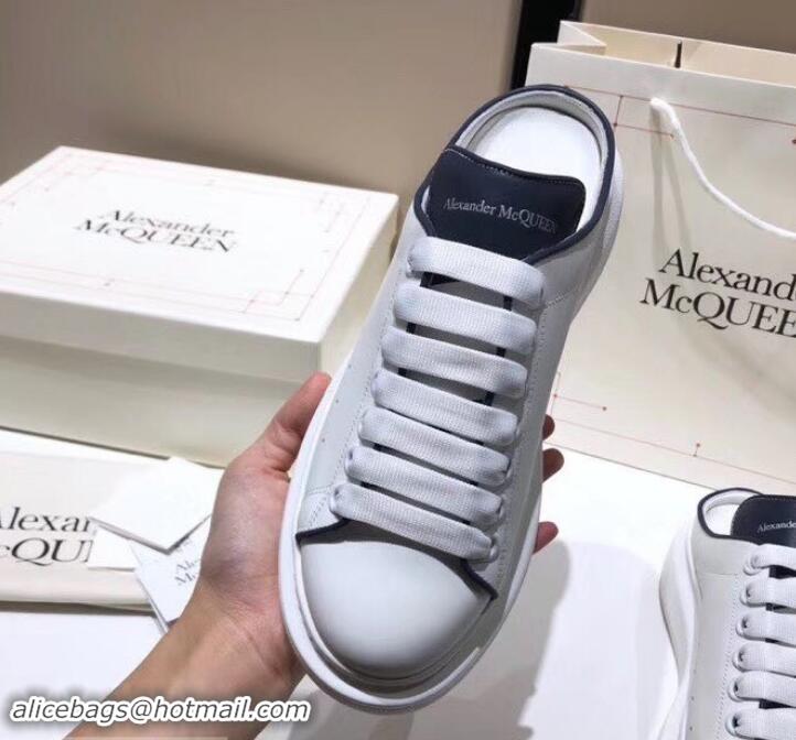 Unique Style Alexander McQueen Oversized Open-back Sneakers A716012 White/Dark Blue 2019