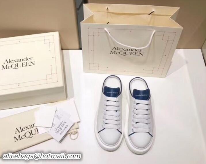 Unique Style Alexander McQueen Oversized Open-back Sneakers A716012 White/Dark Blue 2019