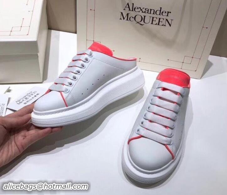 Good Looking Alexander McQueen Oversized Open-back Sneakers A716012 White/Peach 2019