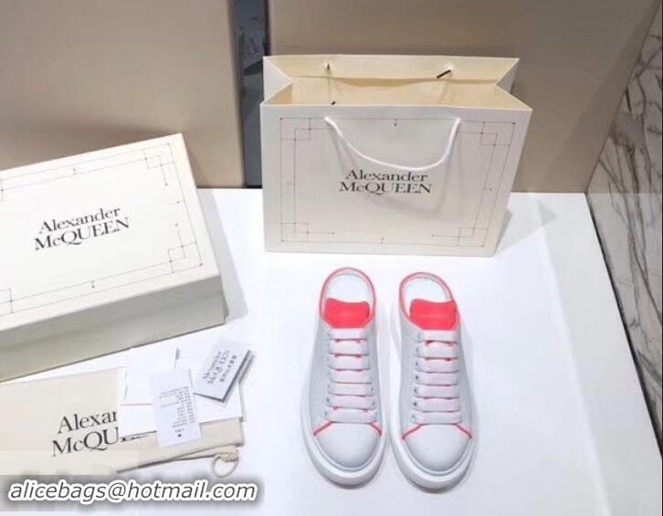 Good Looking Alexander McQueen Oversized Open-back Sneakers A716012 White/Peach 2019