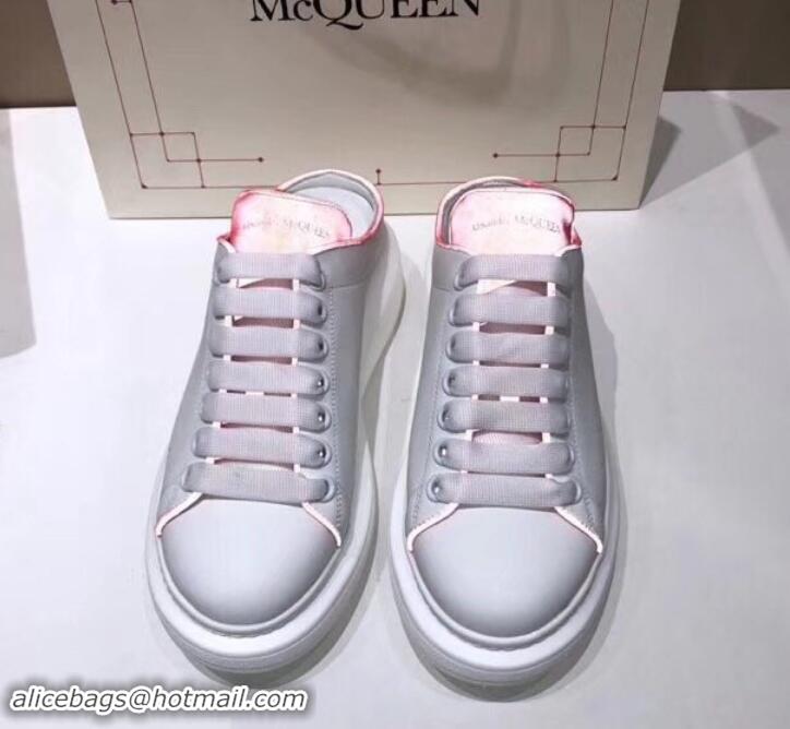 Good Looking Alexander McQueen Oversized Open-back Sneakers A716012 White/Peach 2019