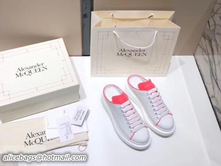 Good Looking Alexander McQueen Oversized Open-back Sneakers A716012 White/Peach 2019