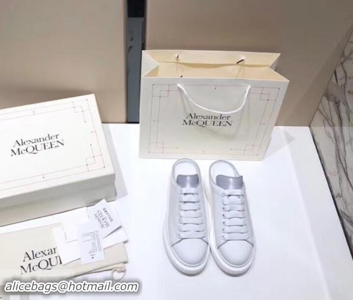 Elegant Alexander McQueen Oversized Open-back Sneakers A716012 White/Gray 2019