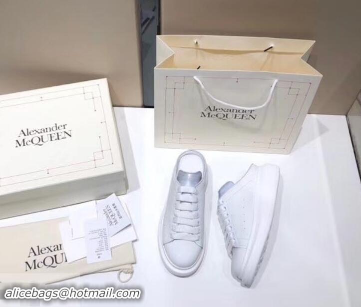 Elegant Alexander McQueen Oversized Open-back Sneakers A716012 White/Gray 2019