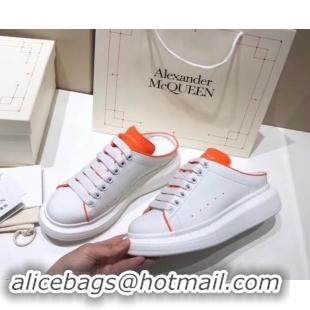 Top Grade Alexander McQueen Oversized Open-back Sneakers A716012 White/Orange 2019