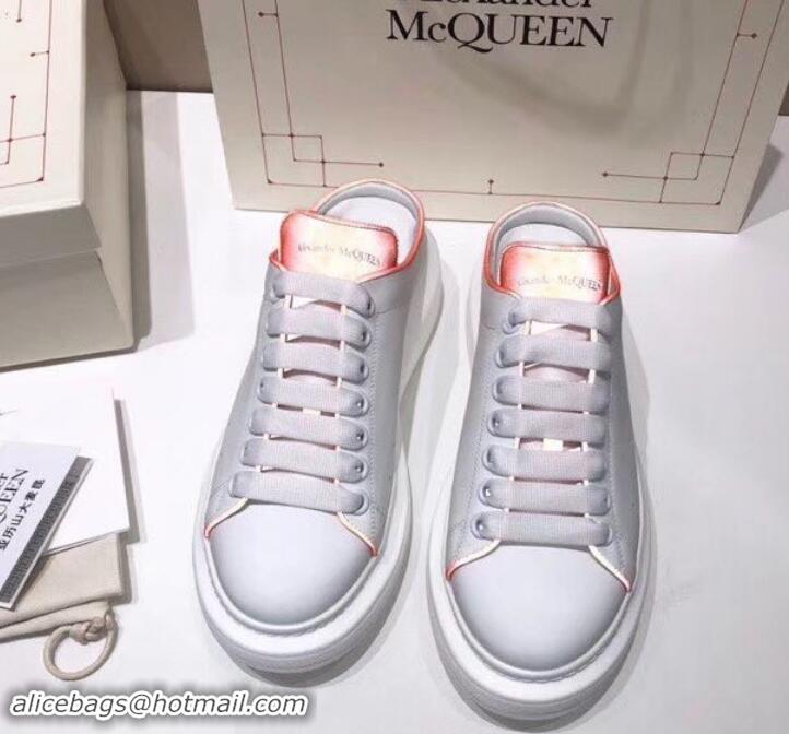 Top Grade Alexander McQueen Oversized Open-back Sneakers A716012 White/Orange 2019