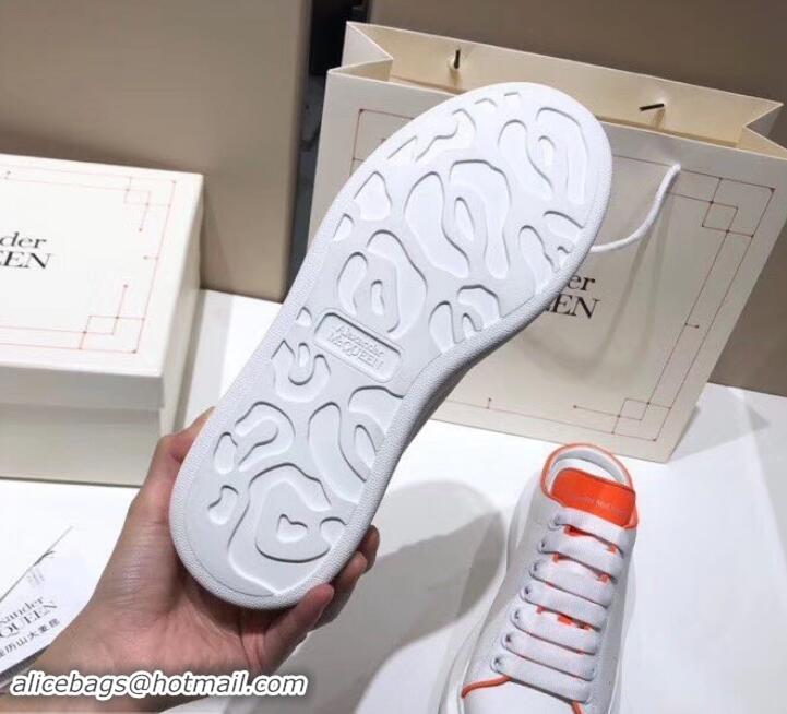 Top Grade Alexander McQueen Oversized Open-back Sneakers A716012 White/Orange 2019