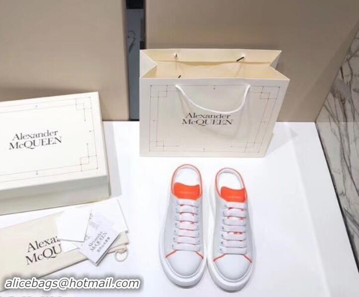 Top Grade Alexander McQueen Oversized Open-back Sneakers A716012 White/Orange 2019