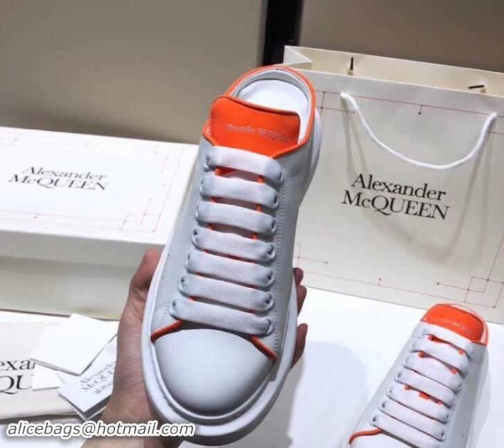 Top Grade Alexander McQueen Oversized Open-back Sneakers A716012 White/Orange 2019